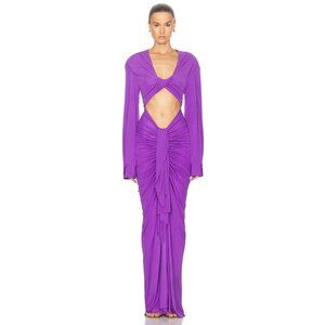 Christopher Esber Vivenda Drape Front Long Sleeve Dress Grape